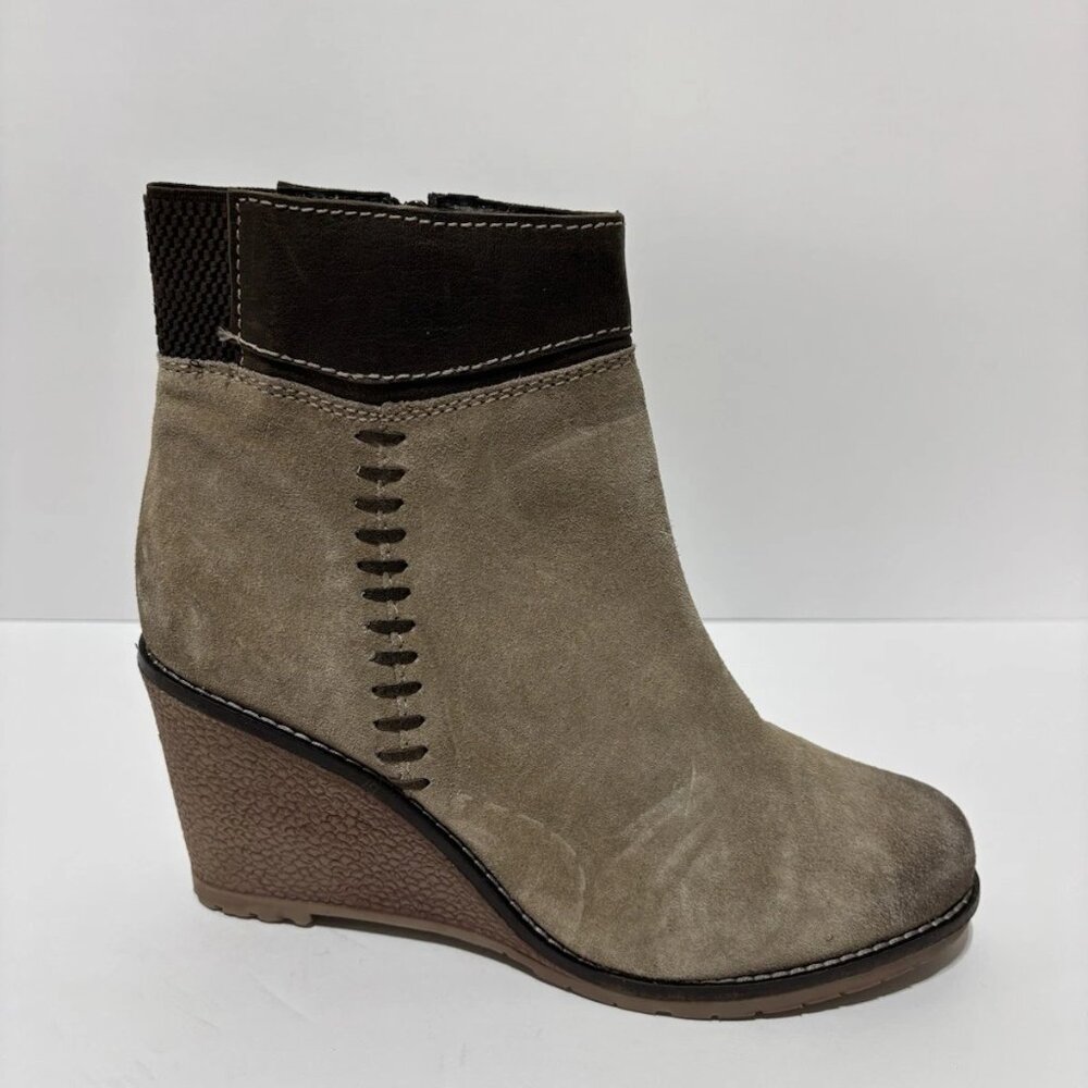 Enjoiya Women’s Taupe Wedge Ankle Booties, Size 11 M